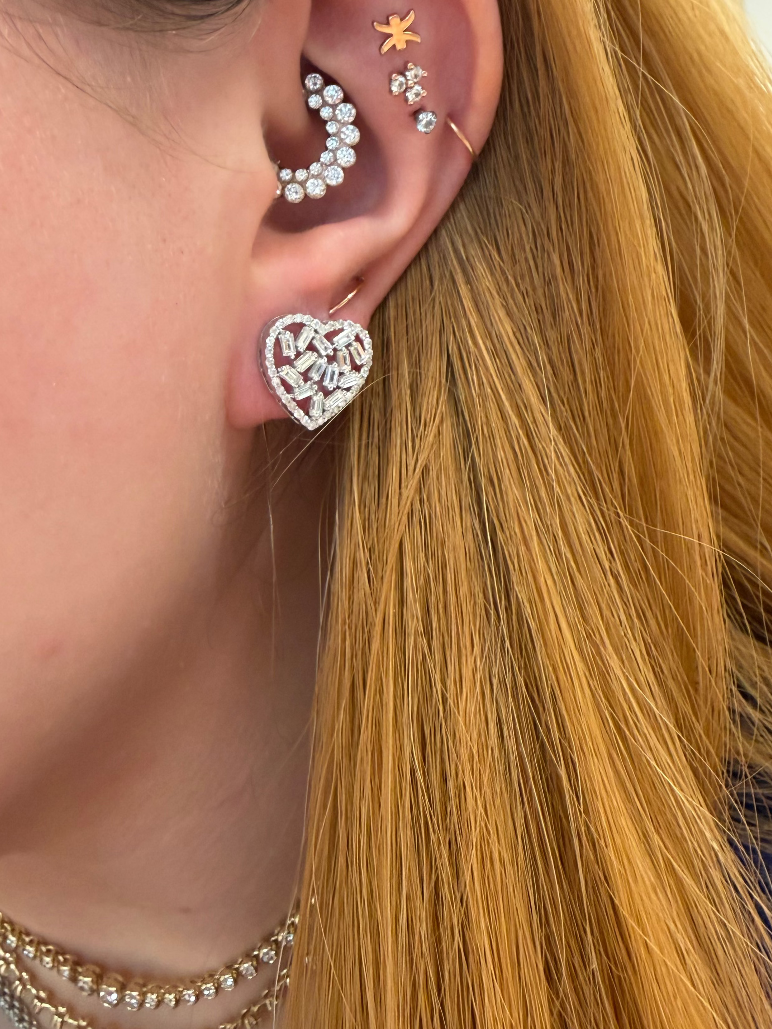 Heart Baguette Earrings